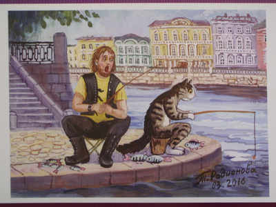 Kissa saa suurempia ahvenia kuin mies vieressä
