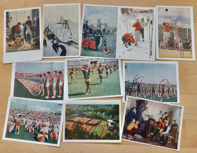 11 VANHAA CCCP Propaganda Postikorttia Urheilu 1950-l