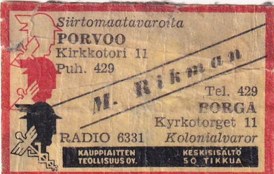 Porvoo, M. Rikman. Radio 6331   s56