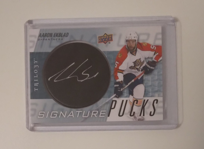 16-17 Trilogy Aaron Ekblad Signature Pucks