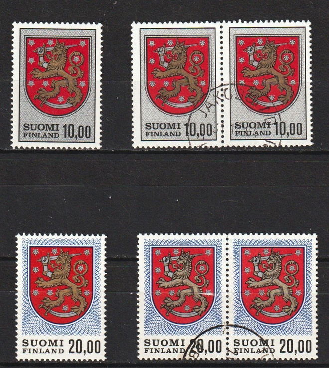 1974-78 10 ja 20mk Leijona-merkit leimattuna ja **