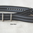 NATO  Bond 22 mm musta/harmaa ranneke - tikattu - pikkukuva 1