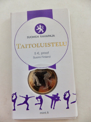 Suomi 5 Euro 2015 Taitoluistelu PROOF Alkup Pakkaus