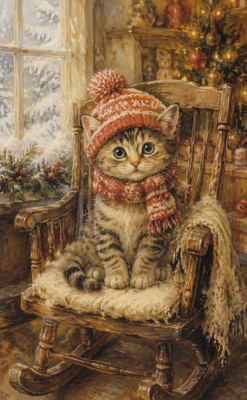 Kissa keinutuolissa