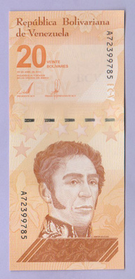 Venezuela 20 Bolivares v.2021 UNC P-New Desing (Comm.)