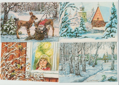 M-L Pitkäranta   No 2  : Joulukortit  4 kpl