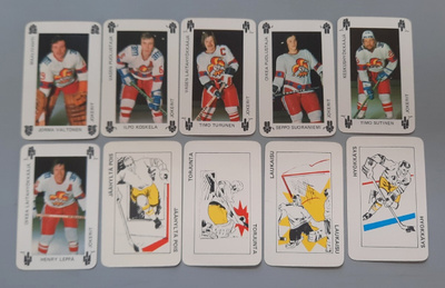 SM-liigan pelikortit 1974 Jokerit 6+4 Sutinen Valtonen  Lepp