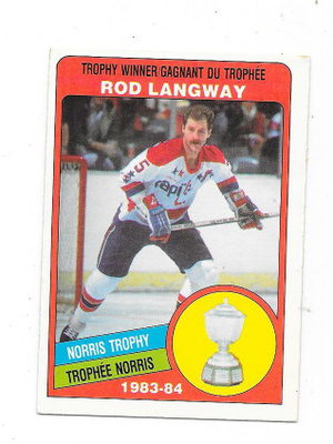 1984-85 OPC Norris  #377 Rod Langway , Washington Capitals