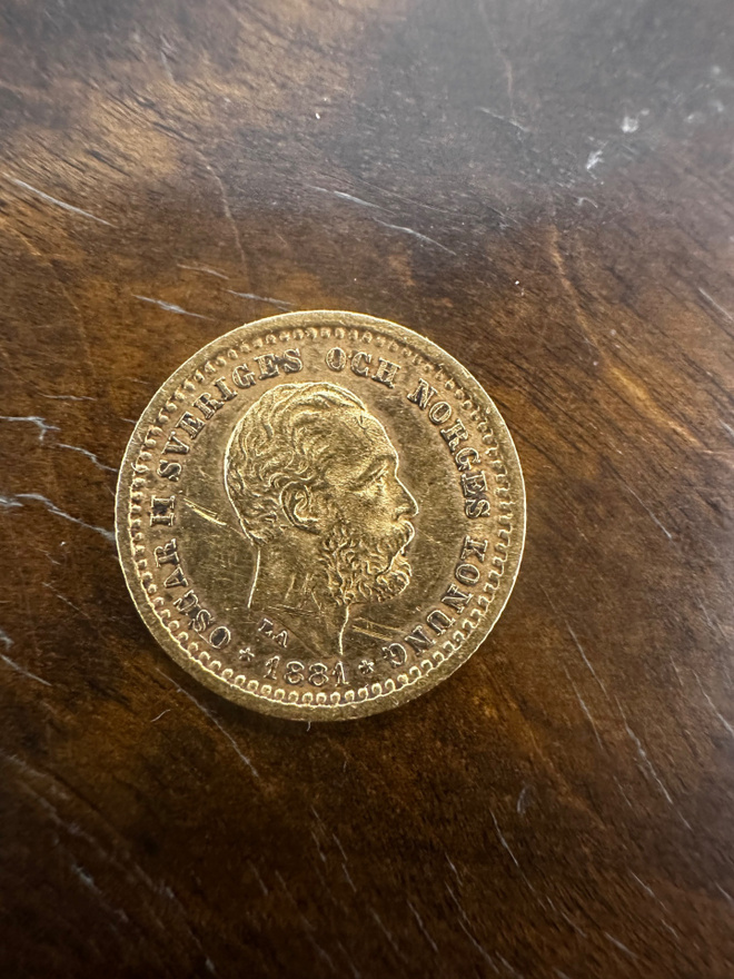 Ruotsi 1881 - 5 Kronor kultaraha (Oscar II) - Harvinainen ñ