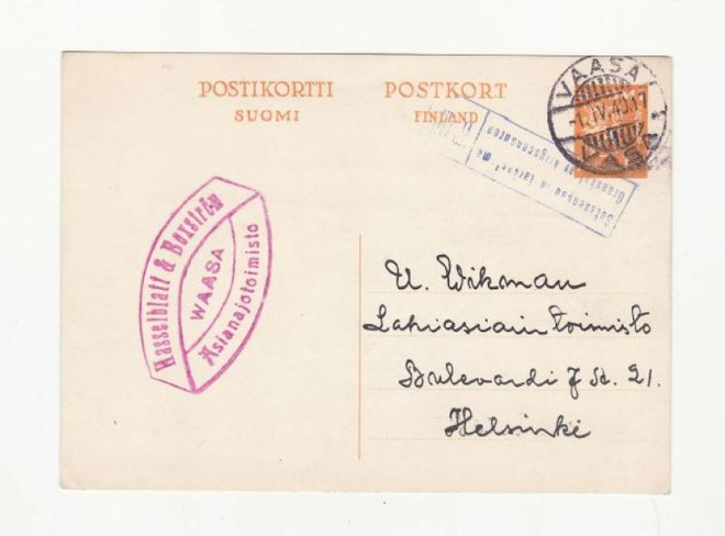 FIRMAKORTTI VAASA  SOTASENSUURILAATIKKOLEIMA