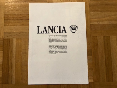 Esite Lancia historiaa. Eripainos Fiat Storico 2/87