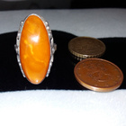 Vintage desing Venäläinen Hopea Meripihka sormus Amber 875 - pikkukuva 5