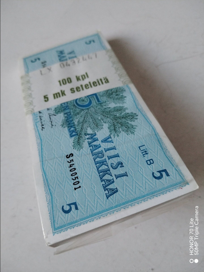 5 mk Litt B seteleitä 100 kpl nippu