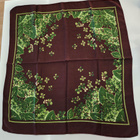 Vintage huivi ruskea/vihreä 68 cm x 68 cm - pikkukuva 1