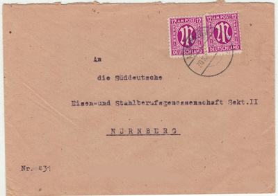 BRD Mi 7 2 kpl (AM) kirje