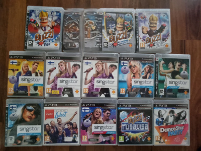 PS3 Buzz,singstar ja ohjaimet