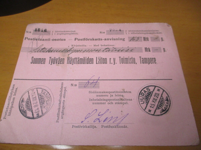 1928 Uuras postiennakko-osoitus Tampereelle