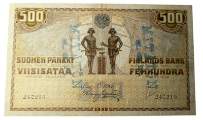 500 Markkaa 1909 KV 240215, Värivirhe?