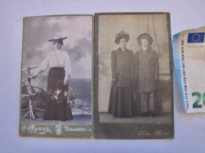2 VANHAA CDV Valokuvaa Naiset KIVA Hattu Tampere HKI 1900-l