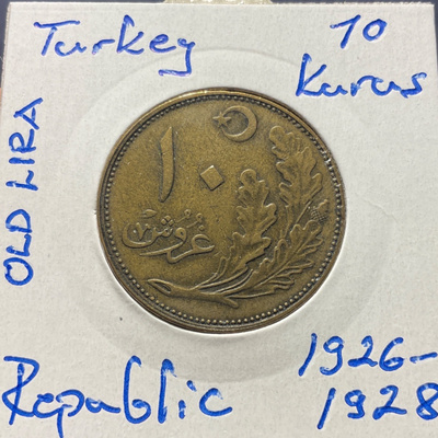 Turkey republic, old lira 10 kurus 1926 - 1928