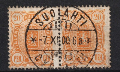 1895 20pennin Vaakuna-merkki pari, SUOLAHTI-loistolla