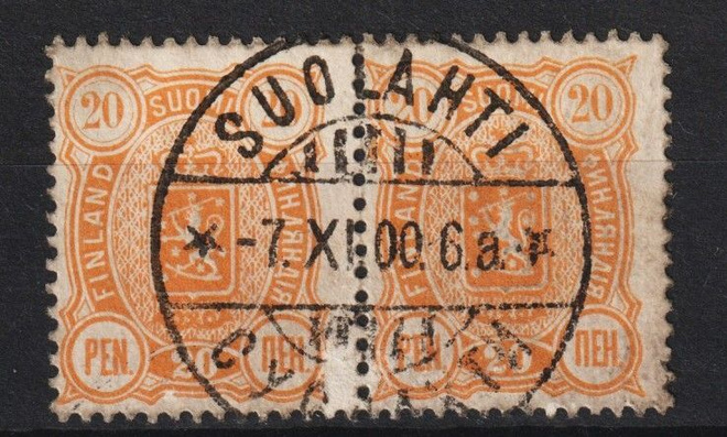 1895 20pennin Vaakuna-merkki pari, SUOLAHTI-loistolla
