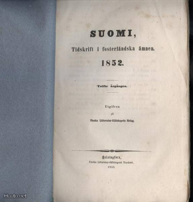 Suomi Tidskrift i fosterländska ämnen 12.vsk 1852  nid.1853