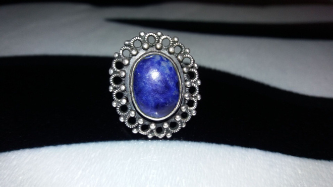 Vintage Hopea lapis lazuli kivi sormus  925