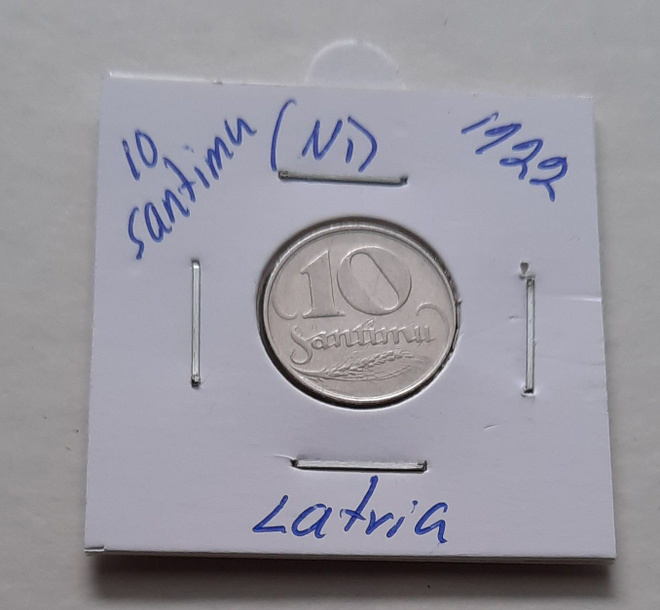 Latvia 10 santimu (Ni), 1922