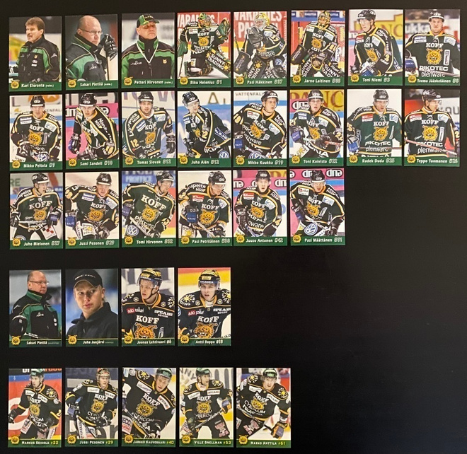 Ilves Team Issue kortteja, keräilykorttikokoa