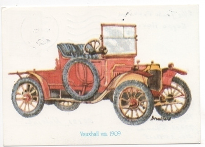 Auto Vauxhall vm. 1909 postikortti
