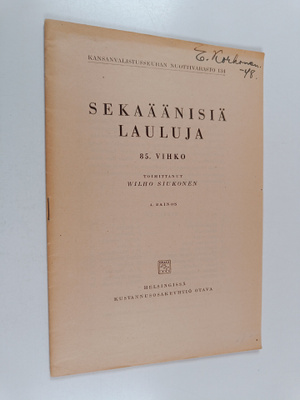 Sekaäänisiä lauluja : 85. vihko