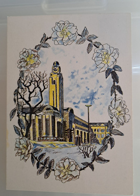 Helsinki, Rautatieasema, piirt. Niilo Honkanen, kulk.1983