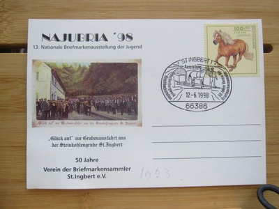 Saksa, hevonen maksikortti vuodelta 1998 postikortti