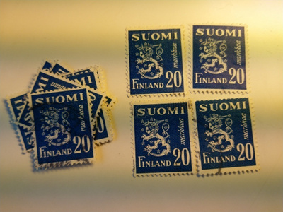 Malli 1930 Leijona sininen postimerkki 20 markka
