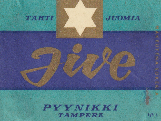 VANHA JUOMAETIKETTI - JIVE PYYNIKKI TAMPERE (K11-S87)