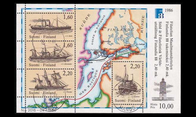 995-8BL2 o Finlandia postiveneet blokki Hanko 16.3.87 (1986)