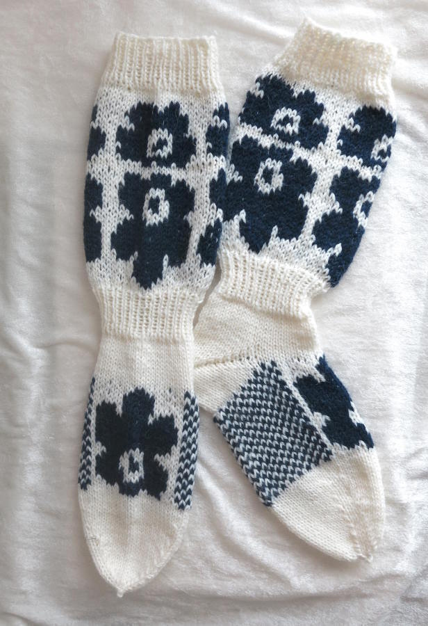 VILLASUKAT  39-41 kukka tummasininen