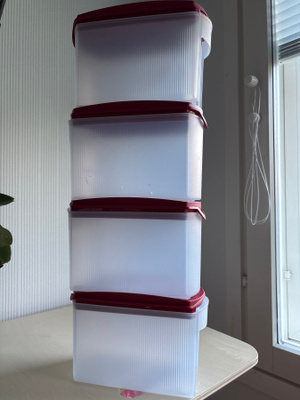 Tupperware 4 kpl säilytyspurkki 1,0 l punaisella kannella!