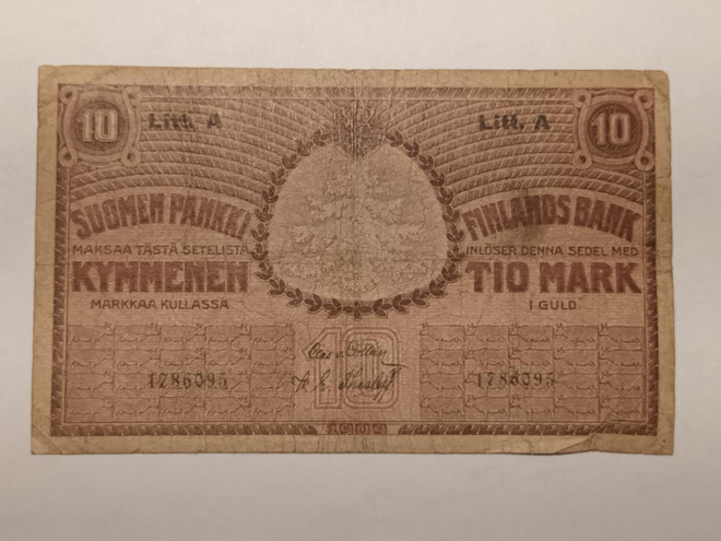 10 Markkaa 1909 Litt. A