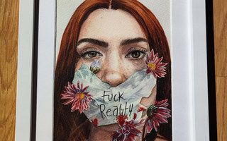 Guassi- / akvarellimaalaus FUCK REALITY 16x20 / 24x32 cm