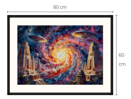 Uusi uniikki Atlantis ja UFO art print taulu 60 cm x 80 cm