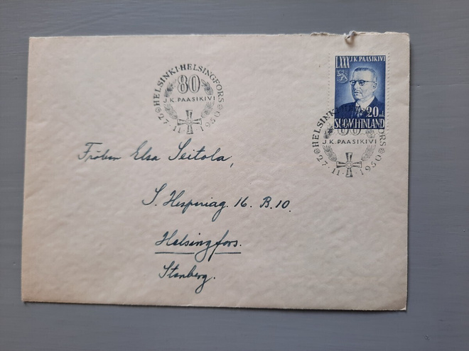 FDC Suomi 1950 JK Paasikivi EL