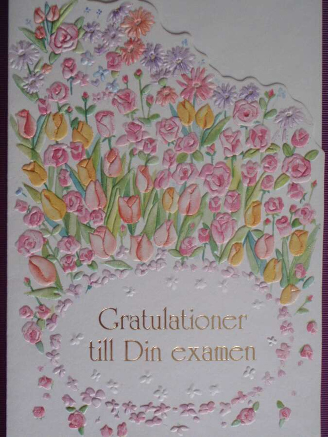 Kohopainetut kukat tk gratulationer till examen