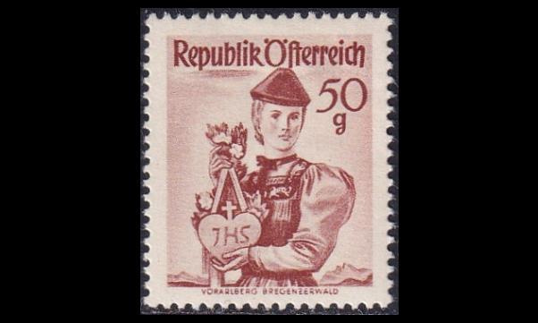 Itävalta 904 ** Kansallispukuja 50 g (1948)