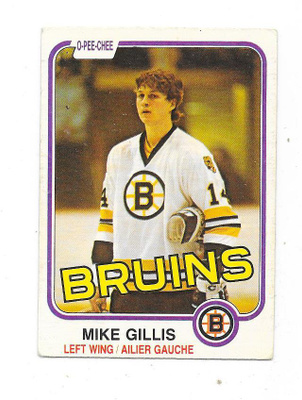 1981-82 OPC #12 Mike Gillis , Boston Bruins RC