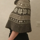Uusi ruskea/beige/valkoinen kuviollinen poncho - pikkukuva 2