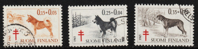 1965 Tuberkuloosi-merkkisarja leimattuna