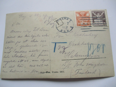 1923 Praha lunastuskortti S/s Östra skärgårdenilla mennyt