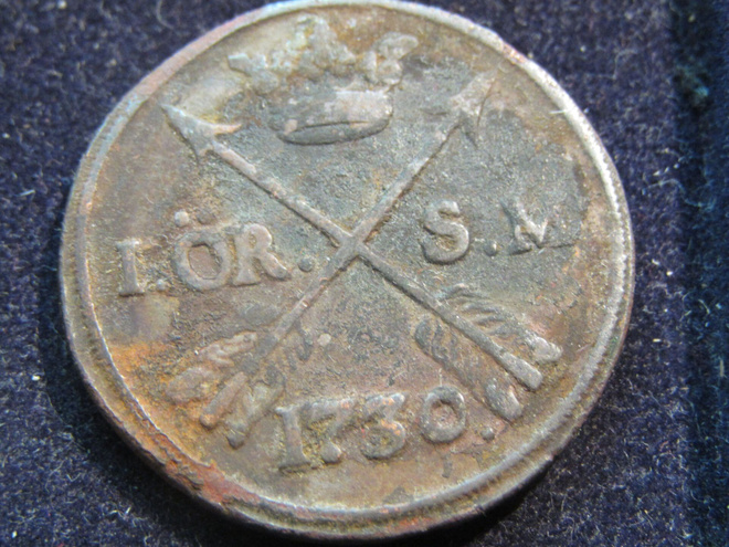 1 öre 1730. Frederik I. Ruotsi-Sweden